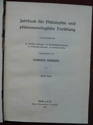 Jahrbuch für Philosophie und phänomenologische Forschung 1927