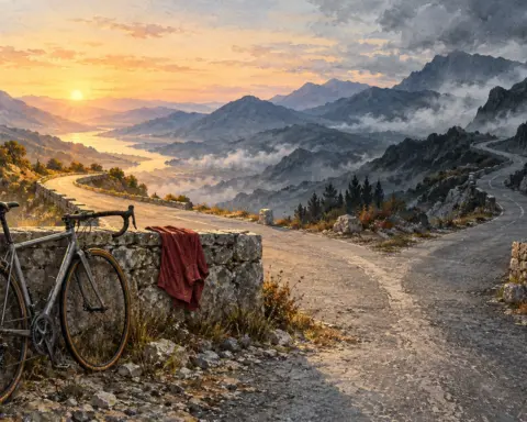 Symbolische AI-illustratie bij waarheid en persoonlijke keuze; geen foto van Lance Armstrong.